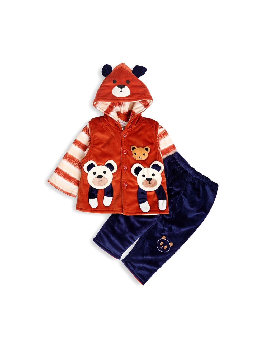 Little Spark 3 PCS Hooded Suit Set Panda Orange